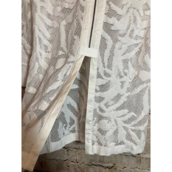 Nic + Zoe Top Womens Small White Mesh Semi Sheer Beachy Tropical Coquette Zip - Picture 14 of 14